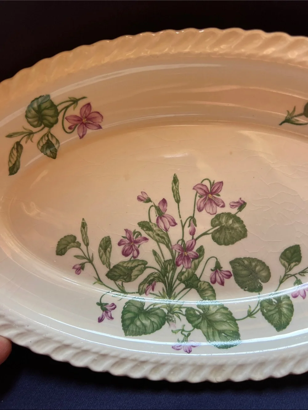 Royal Gadroon Platter Violet Flowers Vintage Harker Pottery - Picture 6 of 8